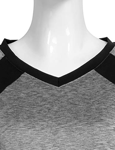 image for Hibelle Exercise Shirts for Women, Fashion Performance V Neck Patchwor