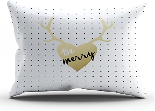 Fanaing Bedroom Custom Decor Gold Antlers Holiday Pillowcase Soft Zippered Beige Throw Pillow Cover Cushion Case Fashion Design One-Side Printed King 20X36 Inches