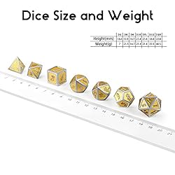 Metal Dungeons and Dragons Dice Set, DNDND 7 Rubbed