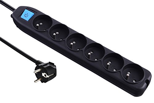 Electraline 34423 Switch Block 6 Plugs 1.5 m Black en promo sur Amazon