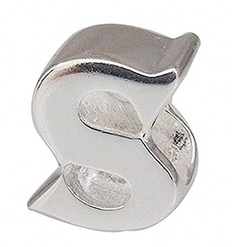 925 Sterling Silver Beads Alphabet Charms Letter Initial S Charm Anniversary Charm Words Charm fits Pandora Charms Bracelet (S)