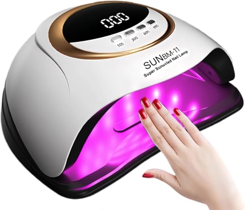 Lámpara de Uñas, UV/LED Secador de Uñas de 280W, Lámpara UV para Uñas con 45 Luces, Lámpara de Uñas para Esmalte de Gel con 4 Ajustes de Temporizador, Función de Temporizador de Memoria y Pausa