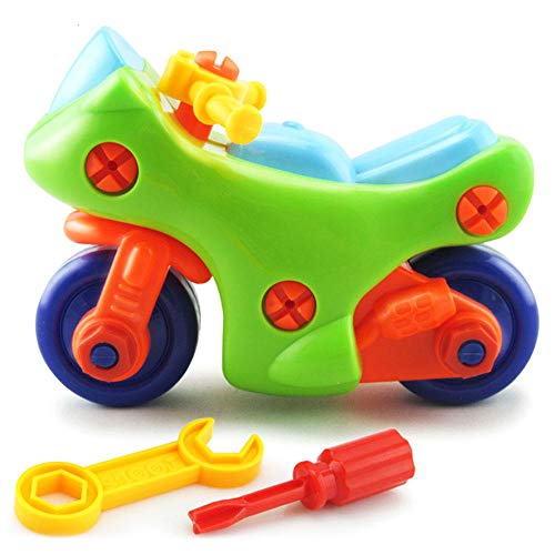 Pawaca Children's DIY Colorful Motorcycle,Assembly Disassembly Motorcycle Toy with Screwdriver and Nut,Puzzle Racing Toy Car Sets Cute Christmas Birthday Gift for Kids Over 3 Years Old