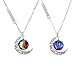 MJartoria Best Friends Necklaces Moon Pendant, Engraved Friendship BFF Necklace for 2 