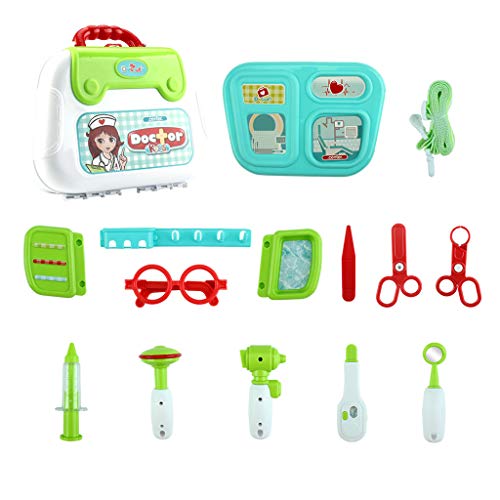 Karooch 15pcs Pretend Play Simulation Medical Equipment Shoulder Bag Set Mini Playset Dollhouse Children Doctor Role Play Toy for Kids Girls and Boys