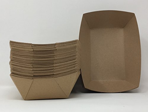 Mr. Miracle Kraft Paper Food Tray. 5-Pound Size. Pack of 100. Disposable, Recyclable and Fully Biodegradable. Made in USA
