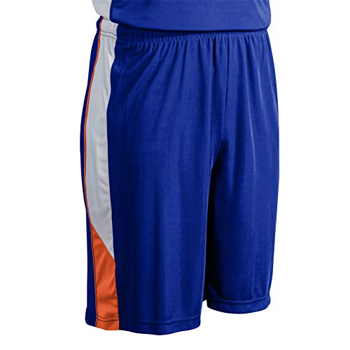 Champro Rebel Polyester Basketball Short, Youth X-Small, Royal, Orange, White