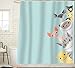 Sunlit Cute Striped Shorthair Peekaboo Cats Cartoon Shower Curtain for Kids Cat Lover,Funny Curious Kitten Pussy Fabric Bathroom Decor Set, Turquoise Aqua Blue, PVC-Free Odorless.