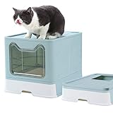 Dymoll Cat Litter Box, Foldable Top Entry Covered