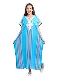 Caftanes marroquíes Mujeres Lino Hecho a mano PEQUEÑO a GRANDE Turquesa