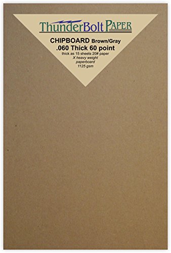 50 Sheets Brown/Gray Chipboard 60 Point Extra Thick 3.5" X 5.5" (3.5X5.5 Inches) USPS Standard Postcard Card Size .060 Caliper Extra X Heavy Cardboard as Thick as 15 Sheets 20# Paper