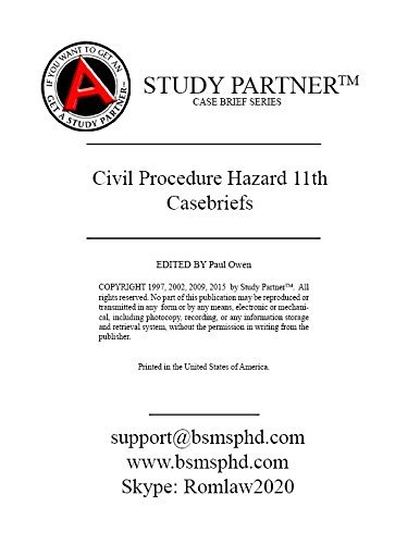 Download Casebriefs For the casebook titled Cases and Materials on Pleading and Procedure 11th Hazard, Fletcher ISBN-13: 9781609301811 ISBN-10: 1609301811 ISBN-13: 9781634608787 Download Casebriefs For the casebook titled Cases and Materials on Pleading and Procedure 11th Hazard, Fletcher ISBN-13: 9781609301811 ISBN-10: 1609301811 ISBN-13: 9781634608787