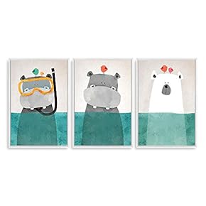 Framed Canvas Wall Art for Living Room, Bedroom Cute Animals Baby Room Canvas Prints for Home Decoration Ready to Hanging - 16"x24"x3 Panels