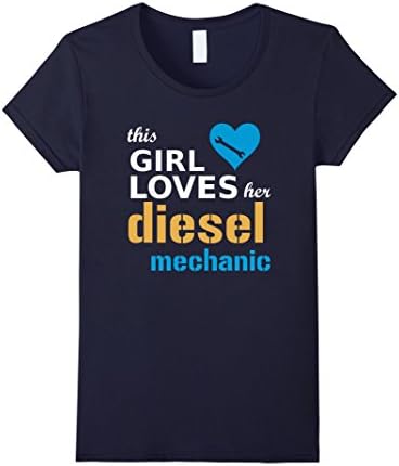 Women's This Girl Loves Her Diesel Mechanic T Shirt | Gift Tee XL Navy