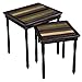 VASAGLE Nesting End Tables with Colorful Storage Tabletop, Pair of 2 Coffee Tables with Solid Wood Legs, Assembly Without Tools, Side Table for Living Room, Country Brown ULNT01GL