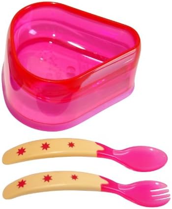 Baby Dipper Feeding Set, Pink - New Larger 6-Ounce Non-Slip Bowl, Easy One-Handed Use with Babies or Toddlers