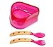 Baby Dipper Feeding Set, Pink - New Larger 6-ounce Non-slip Bowl, Easy One-handed Use with Babies or Toddlers
