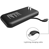 Heloideo 15000mAh iPhone Lightning Cable Power Bank with AC Plug, Fast Charging Portable charger with Built-in Lighting Cable for iPhone X, iPhone 8, iPhone 7, iPad Pro(Lightning cable-Matt black)