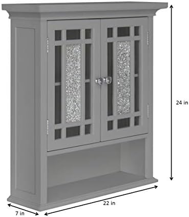 VERSANORA Teamson Home Bathroom Windsor Wooden Wall Cabinet with 2 Doors Grey EHF-527G, 17.8 x 55.9 x 61 - Image 5
