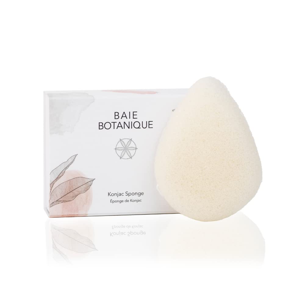Baie Botanique Teardrop Konjac Sponge - Eco-Friendly, Gentle Facial Cleansing and Exfoliating 100% Natural Sponge