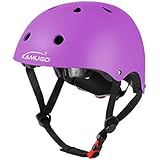 KAMUGO Kids Adjustable Helmet, Suitable for Toddler Kids Ages 3-8 Boys Girls, Multi-Sport Safety Cycling Skating Scooter Helmet (Pink) (Purple)