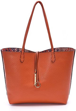 Leather Totes Crossbody Shoulder Handbags Women Small Pouch Summer Stylish Packs 2 pieces Top-handle Tote Bag (Orange 4)