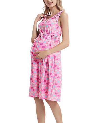 GINKANA Womens Maternity Labor Delivery Gown Hospital Nightgown Nursing Breastfeeding Tank Dress