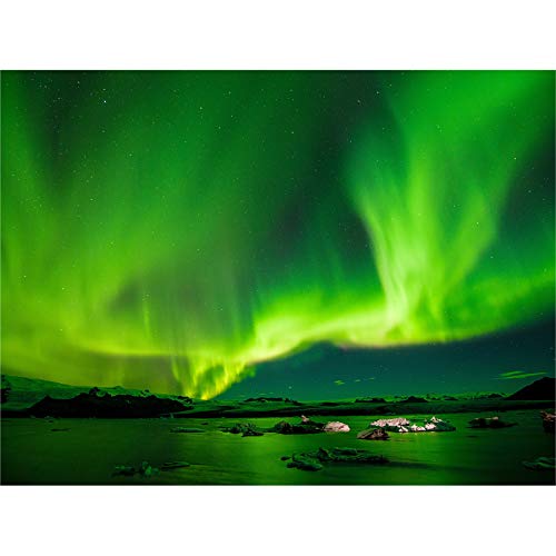 Northern Lights Aurora Borealis Green Canvas Wall Art Print