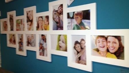 XXL Bilderrahmen Dallas II Holz weiß 14 Bilder Fotorahmen Collage Fotogalerie