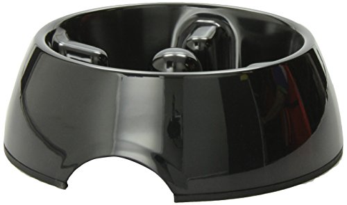 Dogit Go Slow Anti-Gulping Dog Bowl, Black, Medium