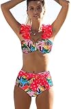 SPORLIKE Women High Waisted Swimsuit Ruffle