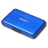 Honsky Aluminum UHS-I SD Micro SD SDHC SDXC TF SecureDigital Memory Card Carrying Case Holder Organizer Box Keeper for Computer Camera Media Storage Organization,Blue
