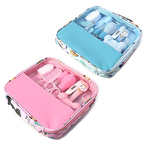 Abicial 13pcs/Set Newborn Baby Kids Nail Hair Health Care Thermometer Grooming Brush Kit Blue Color