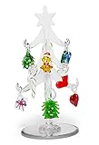 Glass Christmas Tree - Frosted Glass Tree with 10 Colorful Glass Ornaments - 6