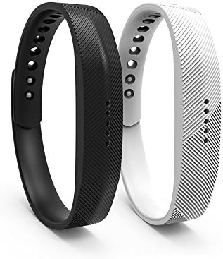 Replacement Bands with Metal Clasps for Fitbit Flex 2/Wireless Activity Bracelet Sport Wristband/Fitbit Flex 2 Bracelet Sport Arm Band - Provided by FengleMa (2pc Black&amp;White, S(5.5"-6.7"))