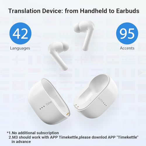 Timekettle M3 Language Translator Earbuds, Two-Way Translator Device with APP for 40 Languages and 13 Offline Translation Packs, Fast Reaction with Revolutionary Al Semantic Tech (Offline Version)