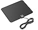 ViewTV 60 Mile Digital TV Antenna Flat Indoor Amplified HDTV - UHF/VHF 1080P Channels w/Detachable Signal Amplifier - 10 FT Copper Coaxial Cable - Black