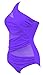 Runtlly Women's One Piece Swimsuits One Shoulder Plus Size Swimwear Bathing Suit with See Through Mesh Style Purple XXL