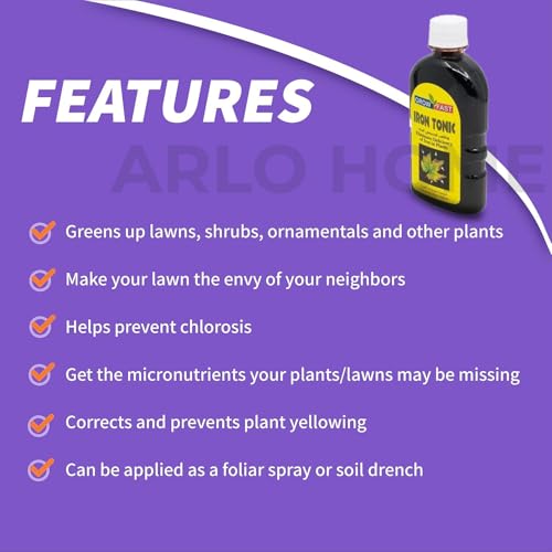 Organic Iron-Tone (250 ml) Organic Fertilizer and Plant Food to Help Correct Iron Deficiency Turns Yellow to Green, Non Staining Iron for Indoor and Outdoor Plants Iron Tonic for Houseplants