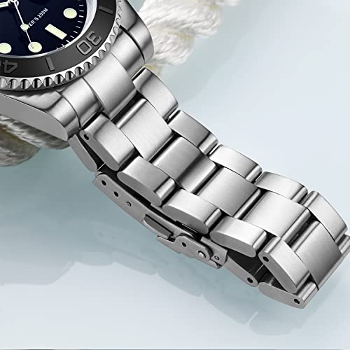 ADDIESDIVE Black Sliver Watches for Men Analog Quartz Movement 200 M Waterproof Luminous Watch