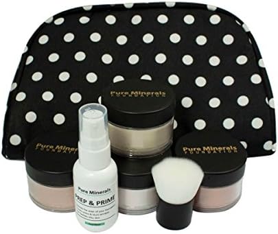 Pure Minerals Foundation Loose Powder 8g Sifter Jar- Choose Color,free of Harmful Ingredients (Compare to Bare Minerals Matte and Original or Mac Makeup)Gift Set (Golden Fair Matte Foundation)