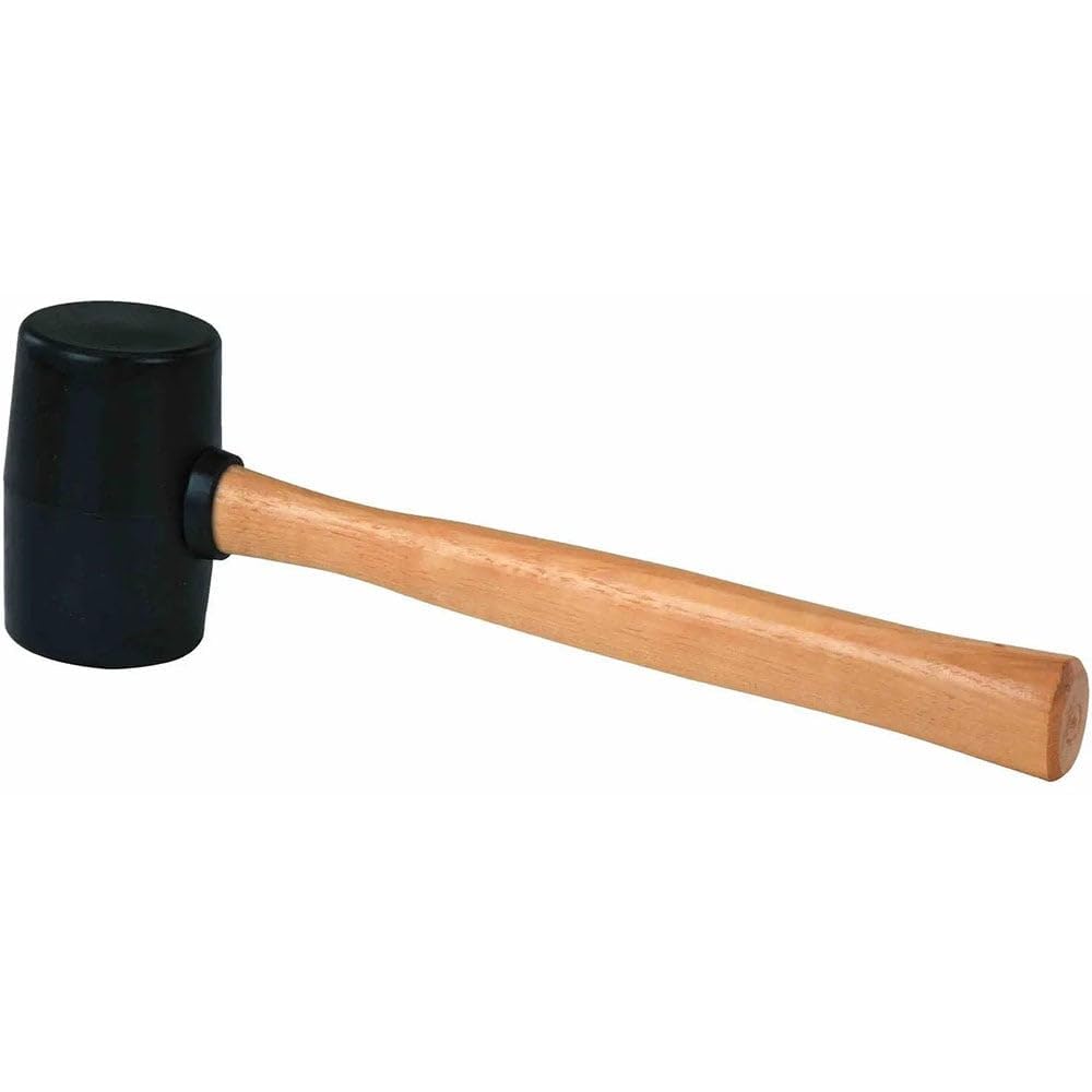 Stanley 18oz Rubber Mallet, Head Weight 18 oz, Face Diameter 2-3/8 In, Handle Material Hardwood, Overall Length 13-1/2 In, Head Color Black, Color Black
