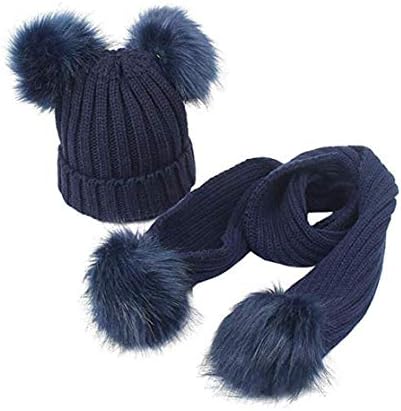 Happyjiu Kids Boys Girls Hat Scarf Set Warm Winter Snow Knit Beanie Skull Cap