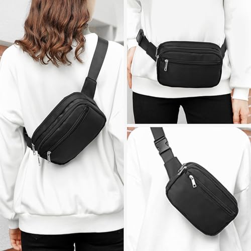 JDF3CISH 2Pcs Cangurera Mujer, Cangurera Deportiva, Riñonera Running para Hombre,Bolso Cruzado para Mujer, Correa de Hombro Ajustable Multifuncional, Adecuado para Correr, Viajes, Ciclismo, Fitness
