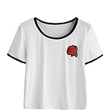 Women T Shirt, Bestpriceam Lady Rose Embroidery Drop Shoulder Tops