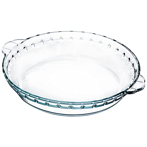 NUTRIUPS 7.5 Inch Glass Pie Dish, Small Glass Pie Dish, 700ml Pie Dish Individual, 20cm Round Pie Dish, Round Pie Dish with Handle, Mini Pie Plate for Pie, Flan, Tart, Quiche