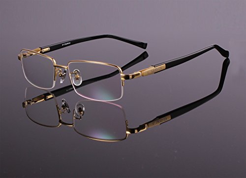 Agstum Titanium Half Rim Glasses Frame Prescription 55-18-145 (Gold)