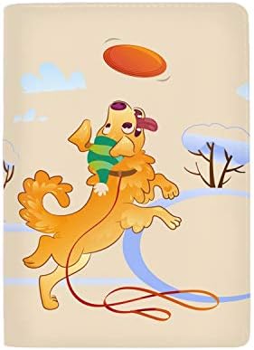 Retriever Catching Disc In Jump Passport Holder Cover Wallet RFID Blocking Leather Card Case Travel Document Organizer