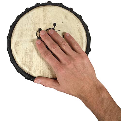 Hand-carved African Djembe Drum - Solid Wood, Goat Skin - Made in Ghana - 8x16