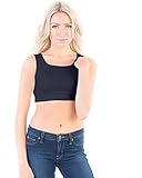 Halftee Crop Top - Women's Scoop Neck Tank Top Camisole - Comfortable Layering Top with Smooth Fit - Slimming to Plus Size Modest Tee Shirt